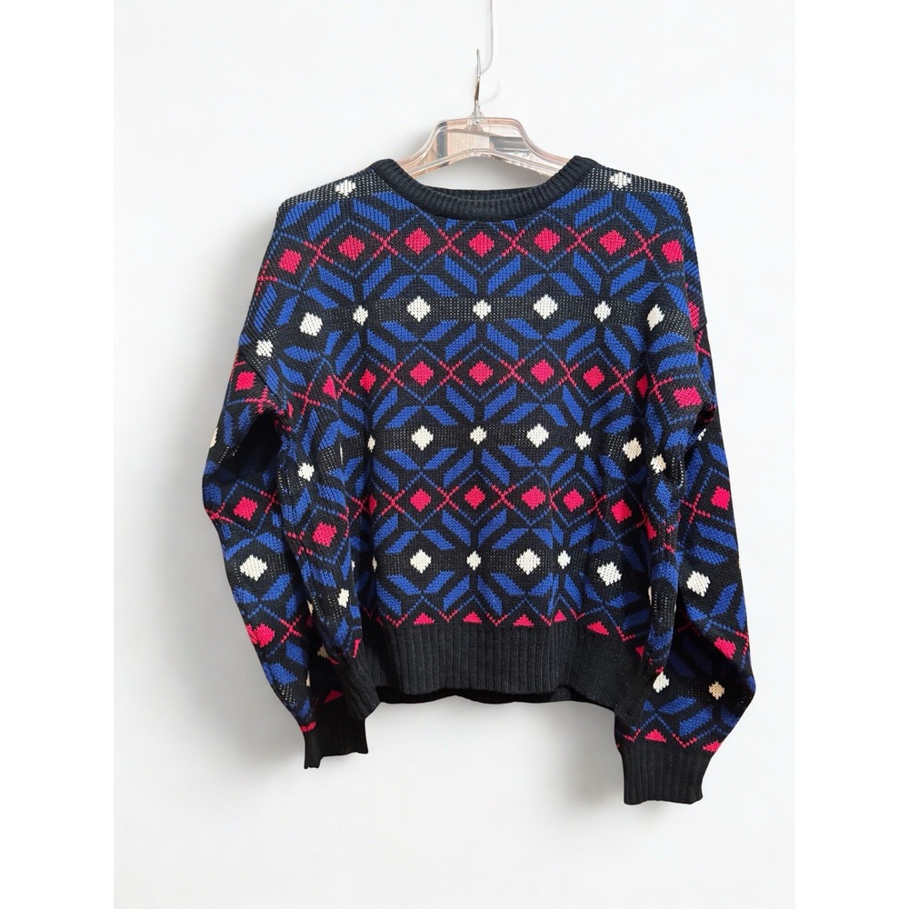 Vintage 80s 90s‎ Y2K Colorpop Blue Mervyns Men M Knit Sweater Pullover Fleece
